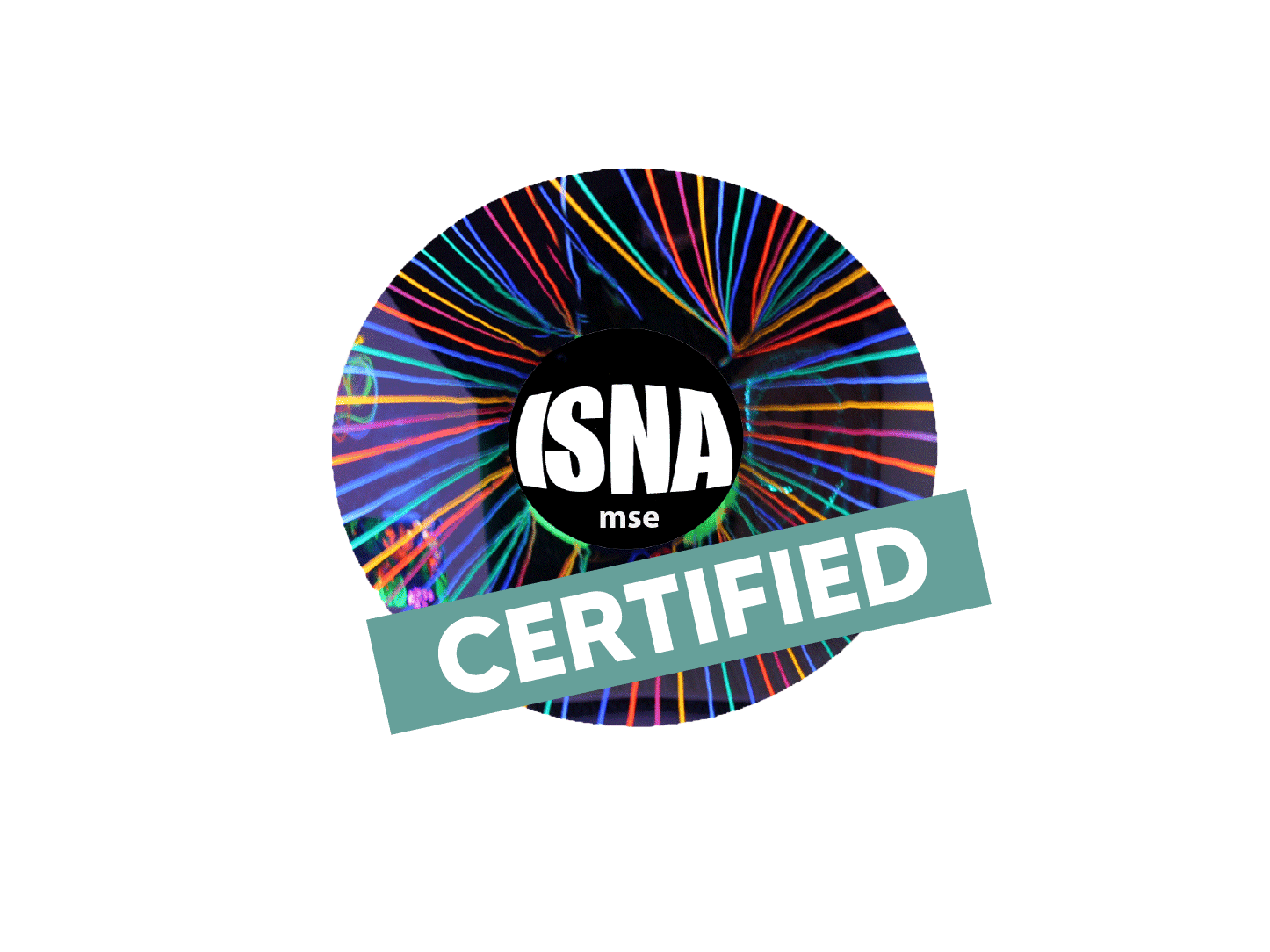 Het logo van ISNA-MSE met het woord gecertificeerd.