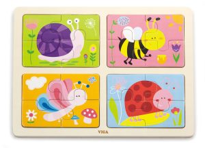 4 in 1 Puzzel vrolijke insecten