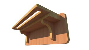 Verstelbare wandbeugel t.b.v. watermuur 45 cm (Beuken)