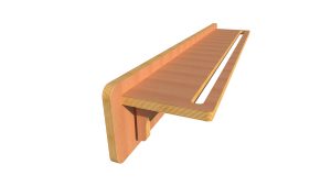 Verstelbare wandbeugel  t.b.v. watermuur 98 cm (Beuken)