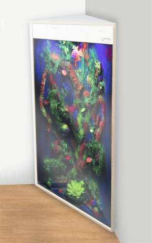 Blacklight aquarium  hoekkast, 125 x 85 x 42 cm (WIT)