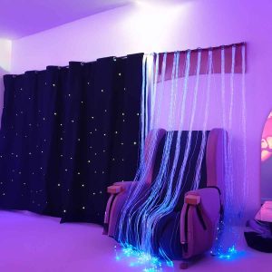 Starlight gordijn zwart,  330 cm breed x 200 cm hoog (incl. lichtbron LED 10W)